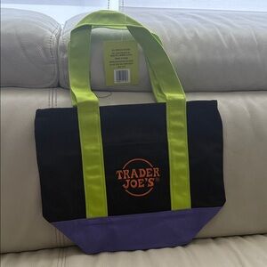 Trader Joe's Black and Purple mini Tote Bag